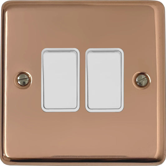 Contour Bright Copper 2 Gang Switch