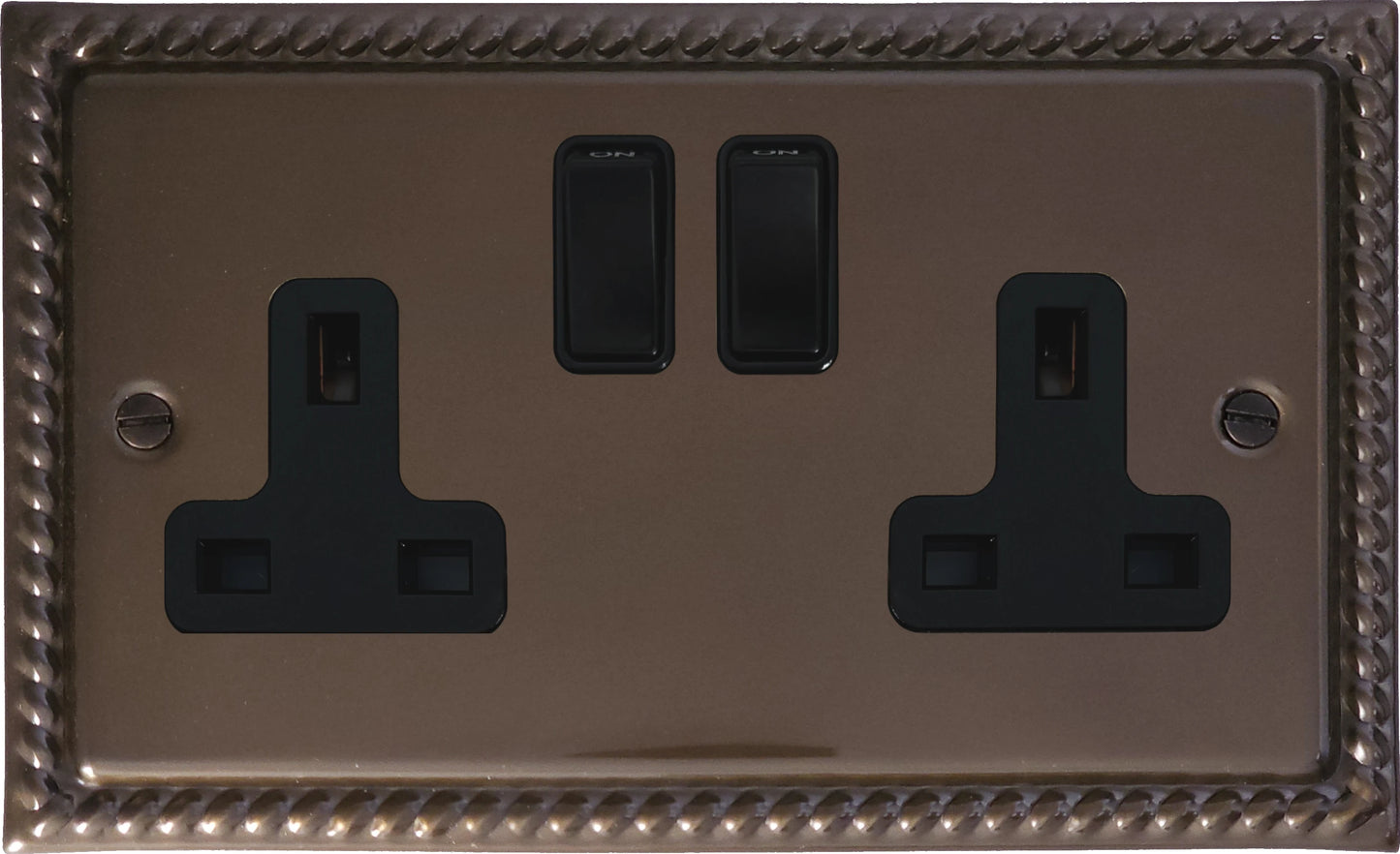 Georgian Medium Bronze 2 Gang Socket