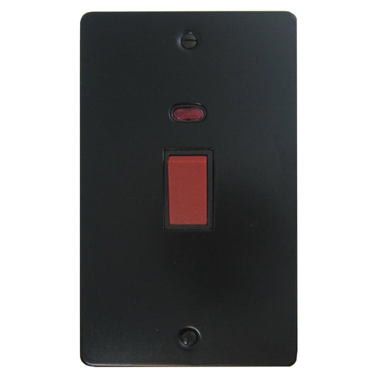 Flat Black 45 Amp Vertical Cooker Switch (Black Insert)