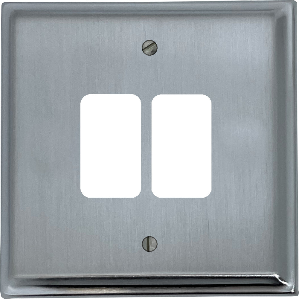 Deco Satin Chrome 2 Gang Grid Plate