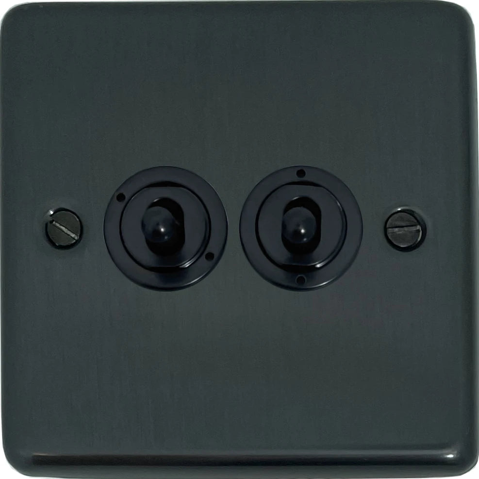 Contour Black Bronze 2 Gang 2 Way Toggle (Flat Black Toggle)