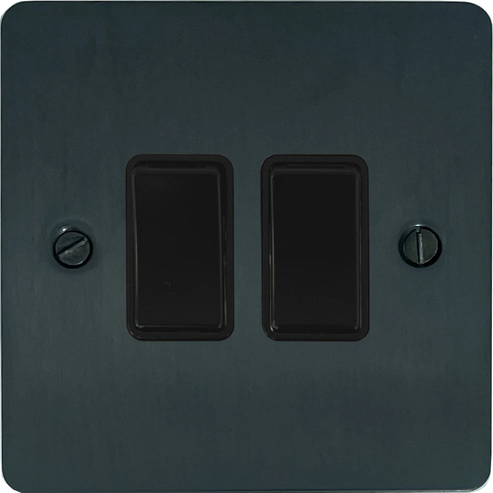 Flat Black Bronze 2 Gang Switch