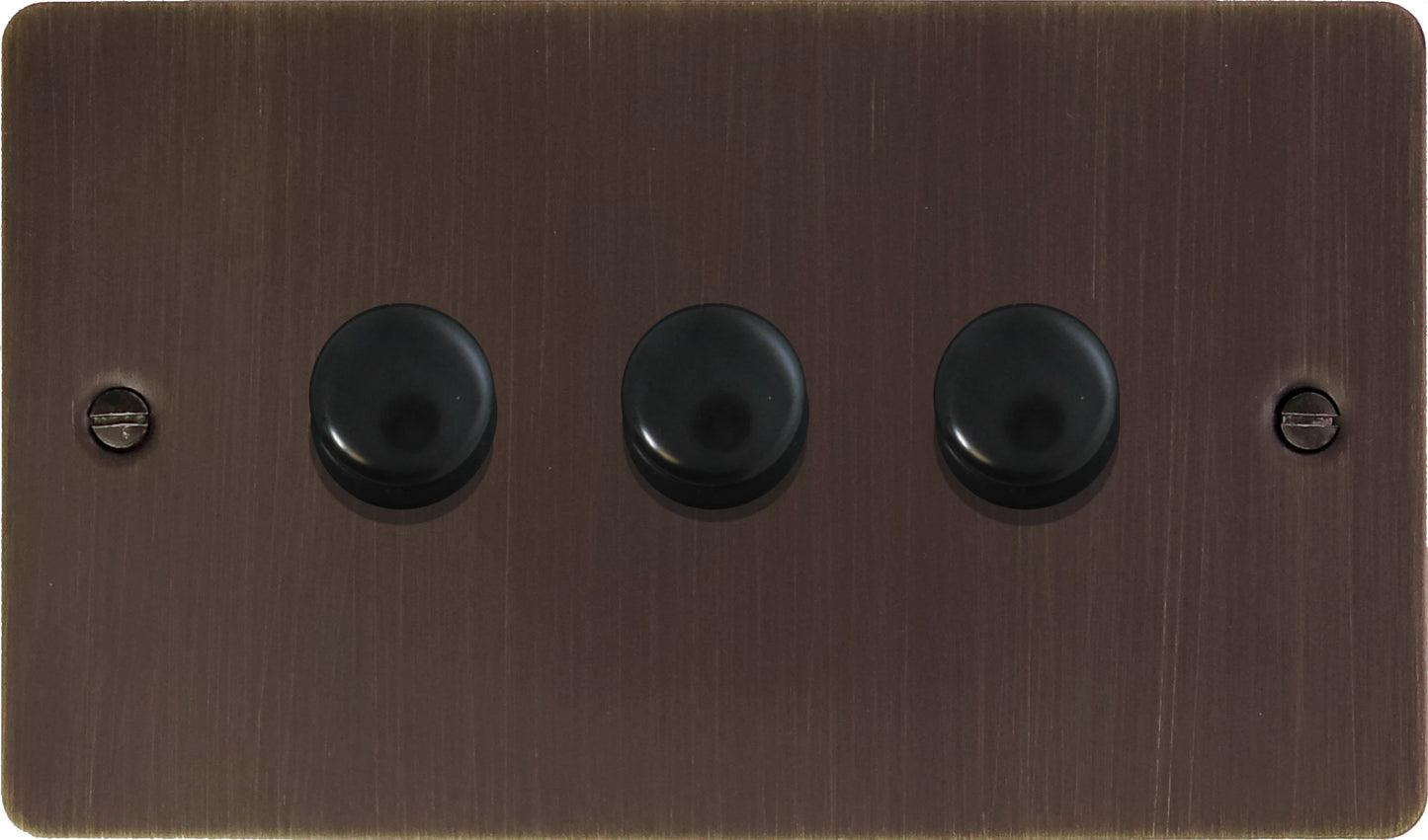 Flat Antique Copper 3 Gang 120W LED Dimmer