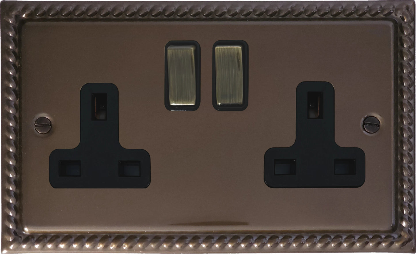 Georgian Medium Bronze 2 Gang Socket