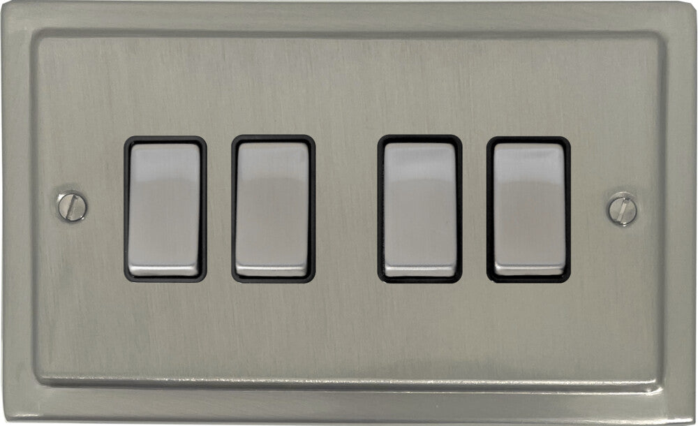 Victorian Satin Nickel 4 Gang Switch