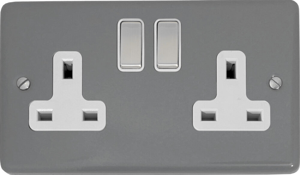 Contour Light Grey 2 Gang Socket