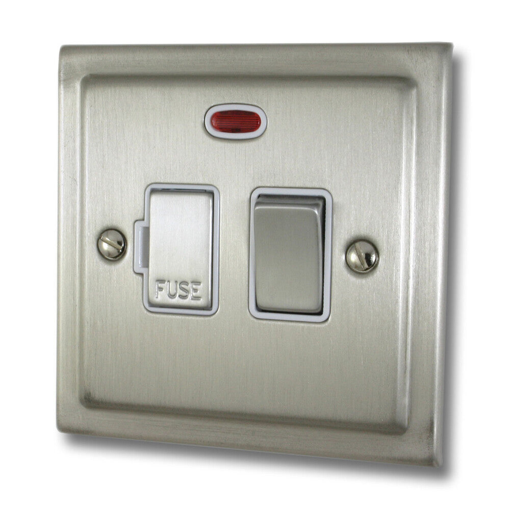 Victorian Satin Nickel Switch Fused Spur + Neon