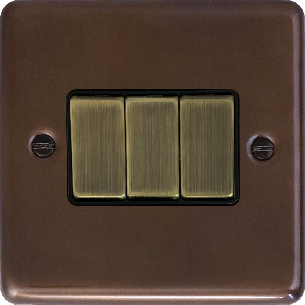 Contour Medium Bronze 3 Gang Switch