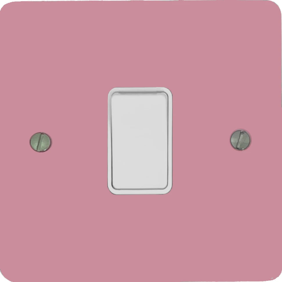 Flat Gloss Pink 1 Gang Switch (White Switch)