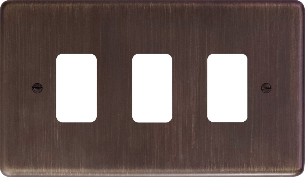 Contour Antique Copper 3 Gang Grid Plate