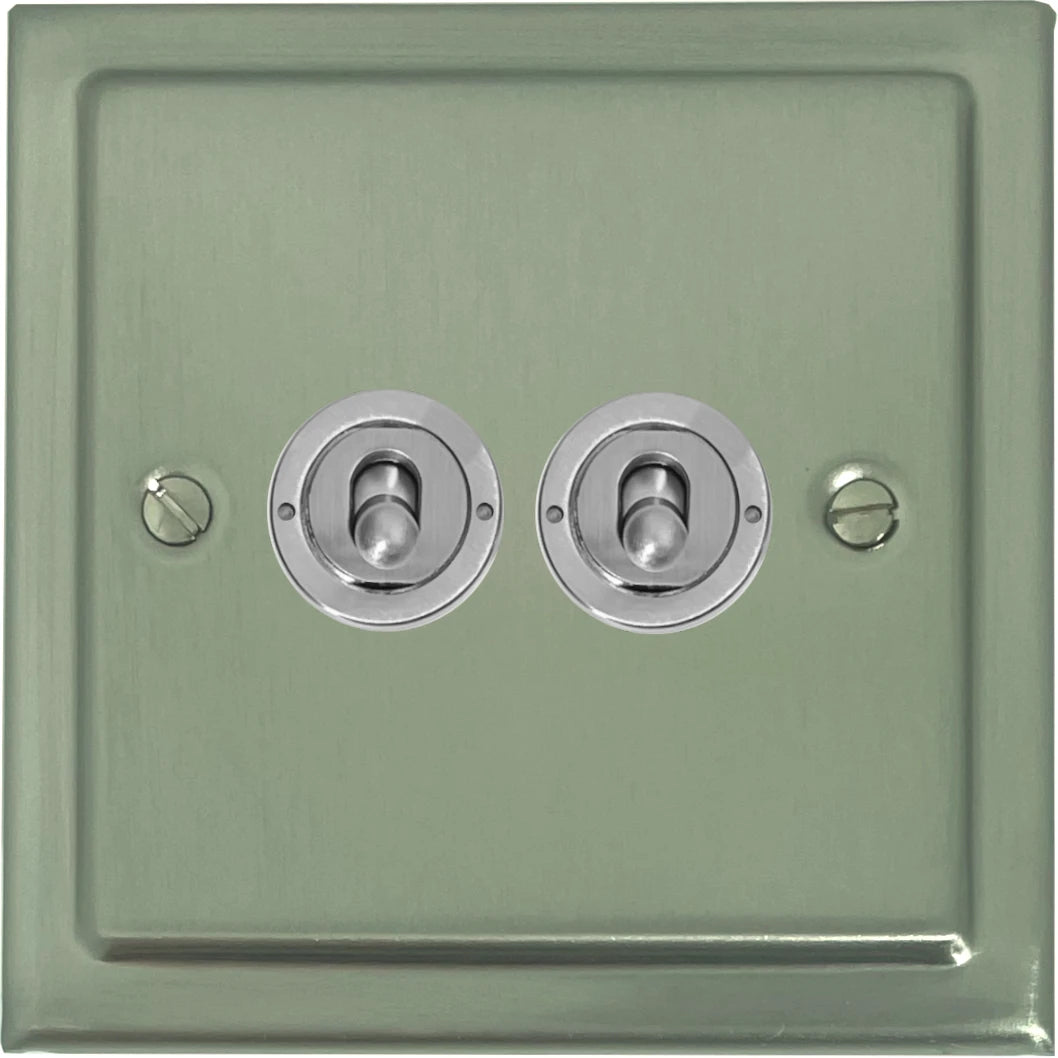 Victorian Satin Nickel 2 Gang Toggle (Brushed Steel Toggle)