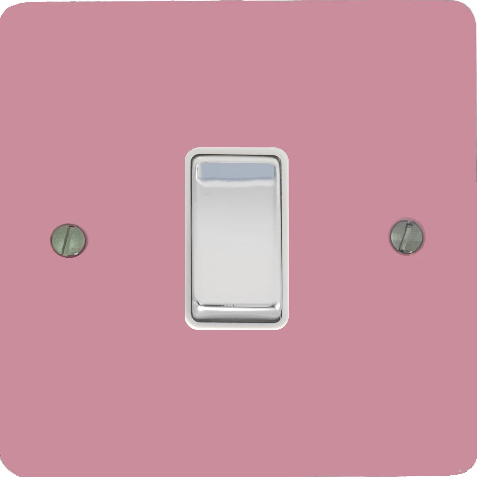 Flat Gloss Pink 1 Gang Switch (Polished Chrome Switch/White Insert)