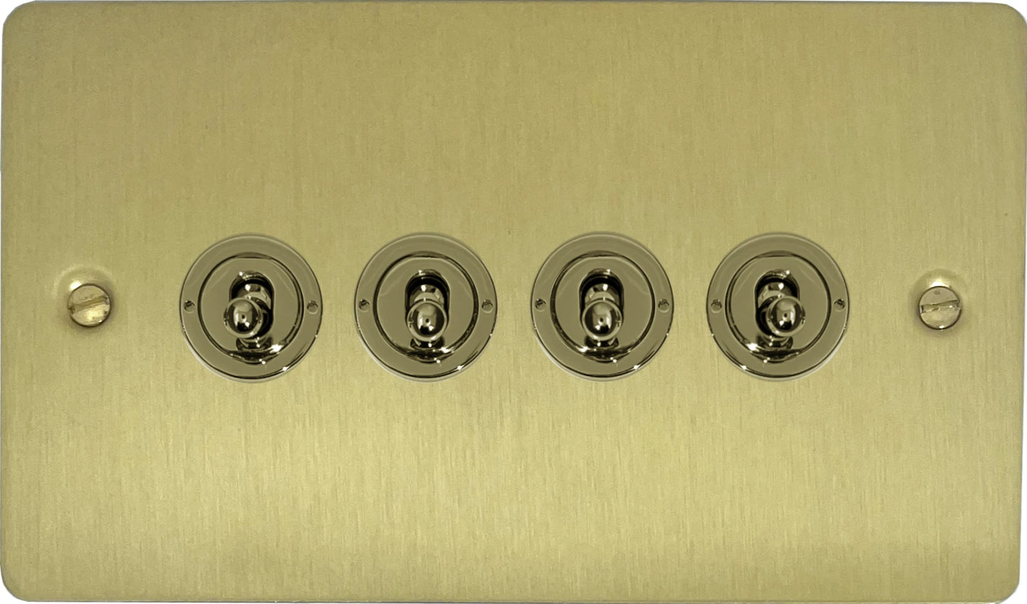 Flat Satin Brass 4 Gang Toggle