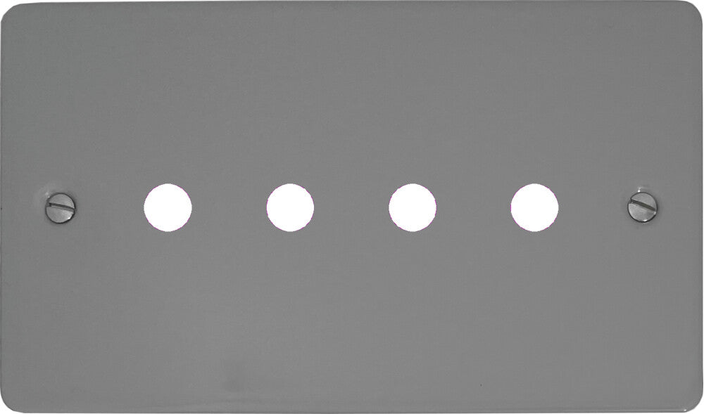 Flat Light Grey 4 Gang Grid Toggle Plate