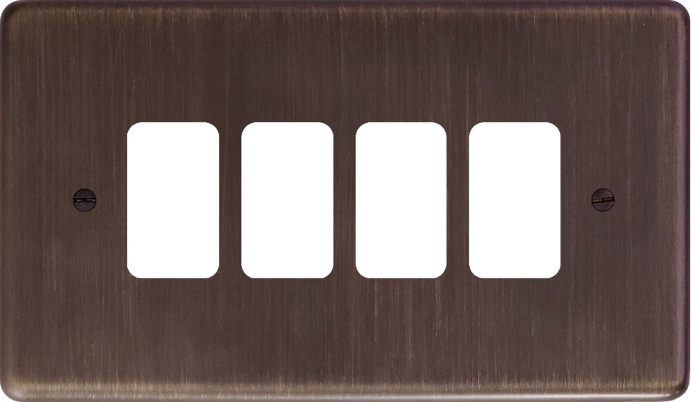 Contour Antique Copper 4 Gang Grid Plate