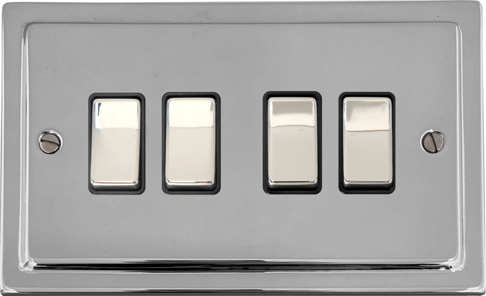 Victorian Polished Chrome 4 Gang 2 Way Switch