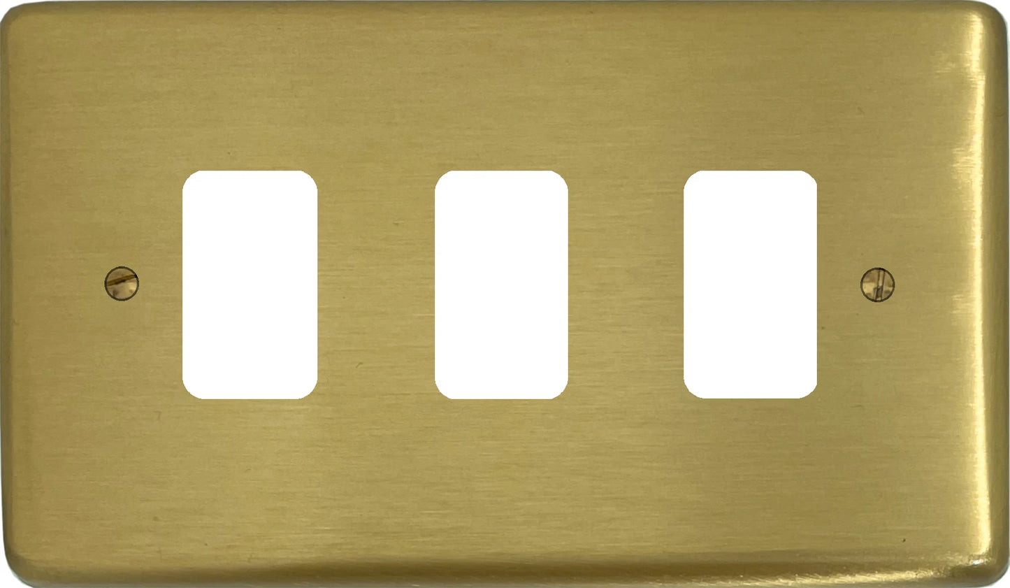 Contour Satin Brass 3 Gang Grid Grid Plate