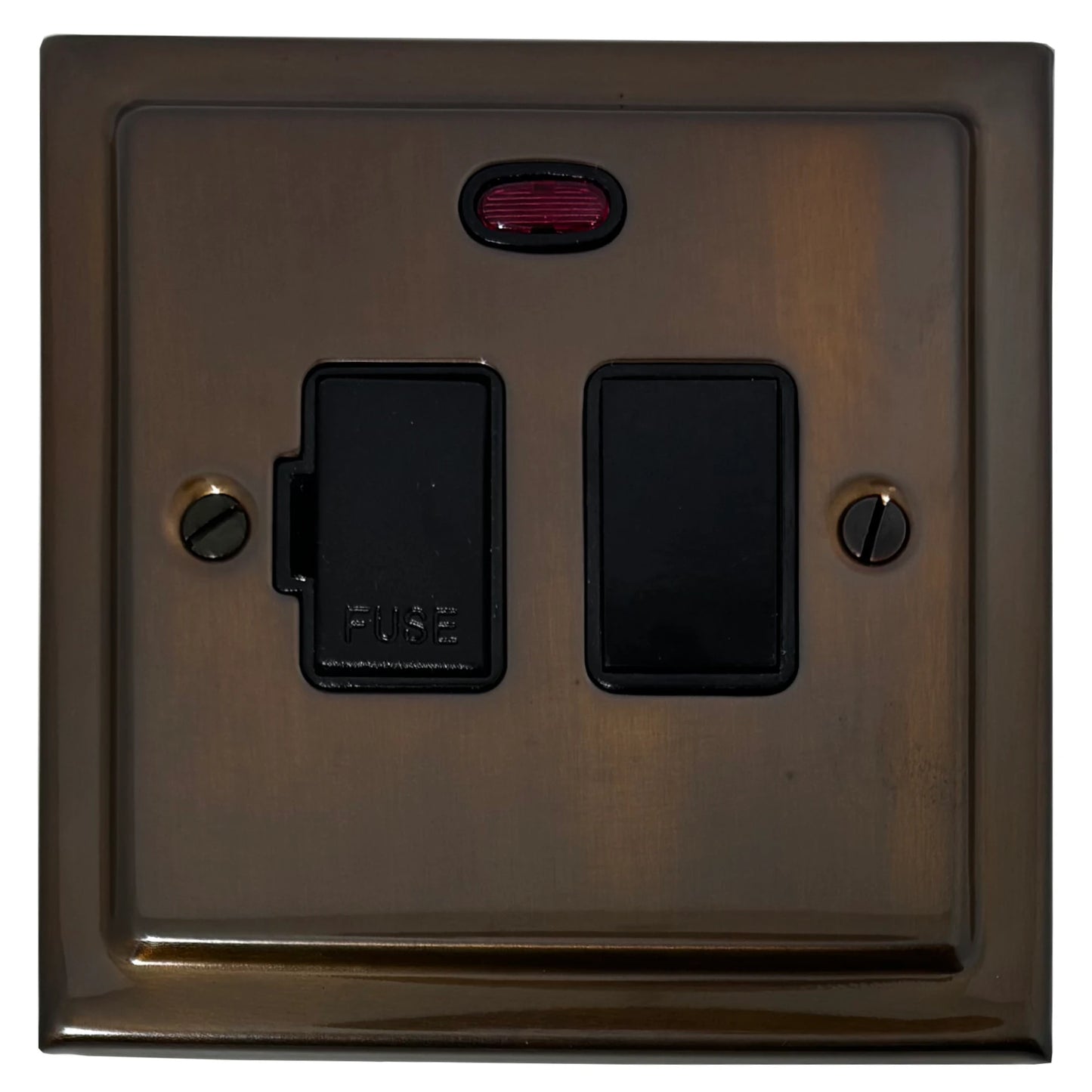Victorian Medium Bronze Switched Fuse Spur with Neon (Black Switch)