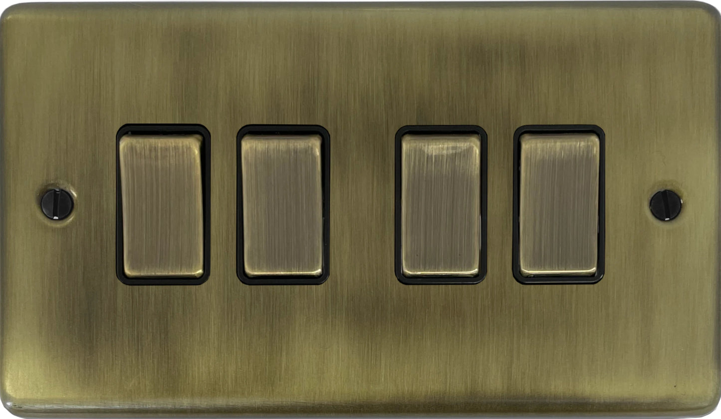 Contour Light Antique Brass 4 Gang 2 Way Switch
