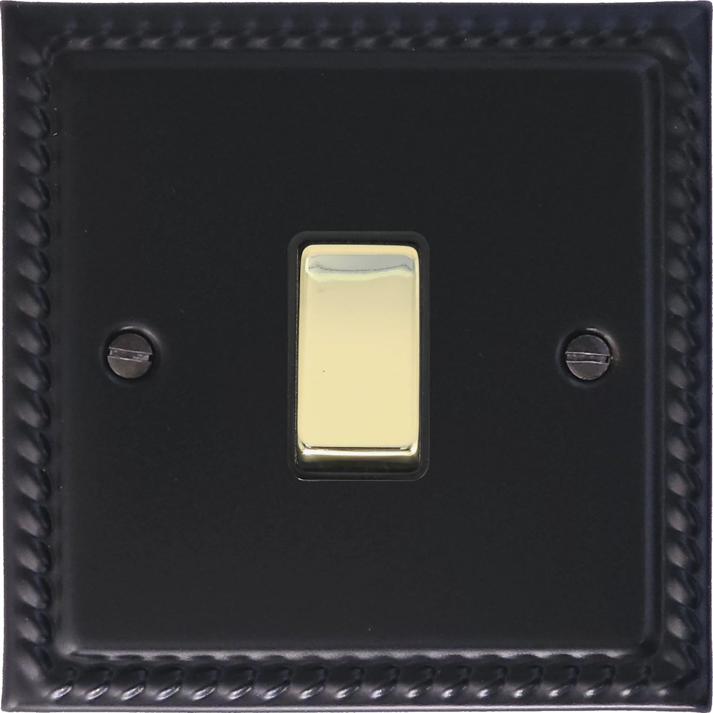 Georgian Flat Black 1 Gang Switch (Brass Switch)