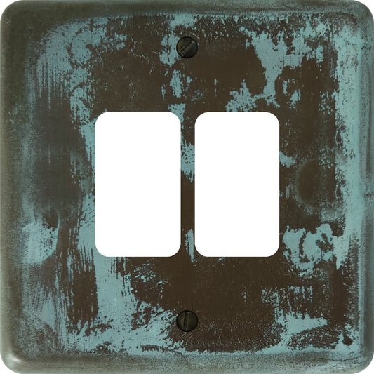 Contour Verdigris 2 Gang Grid Plate