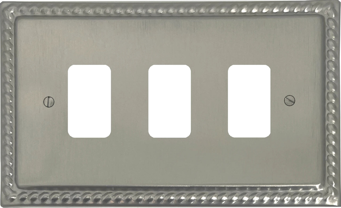 Georgian Satin Nickel 3 Gang Grid Plate