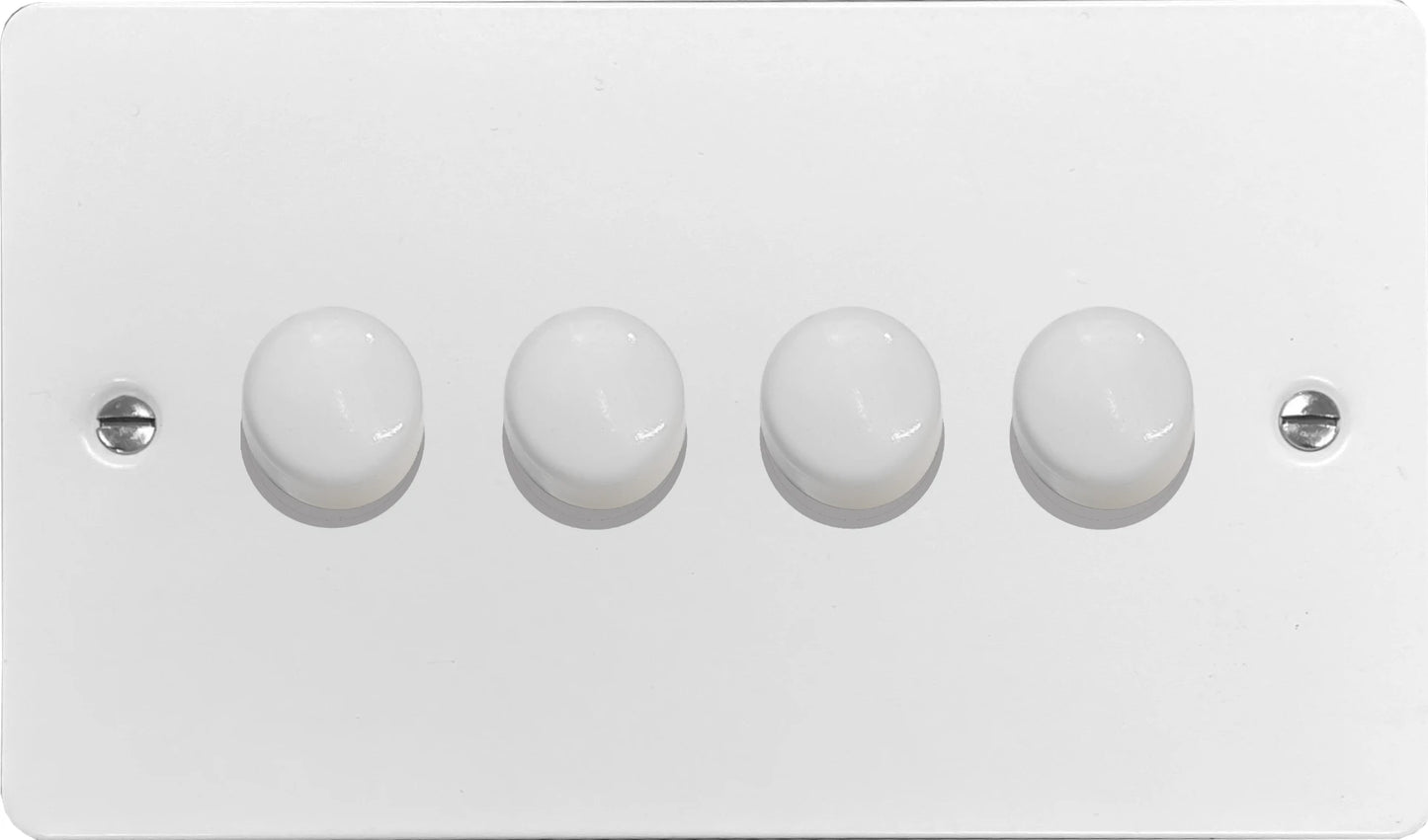 Flat White 4 Gang 120W LED Dimmer