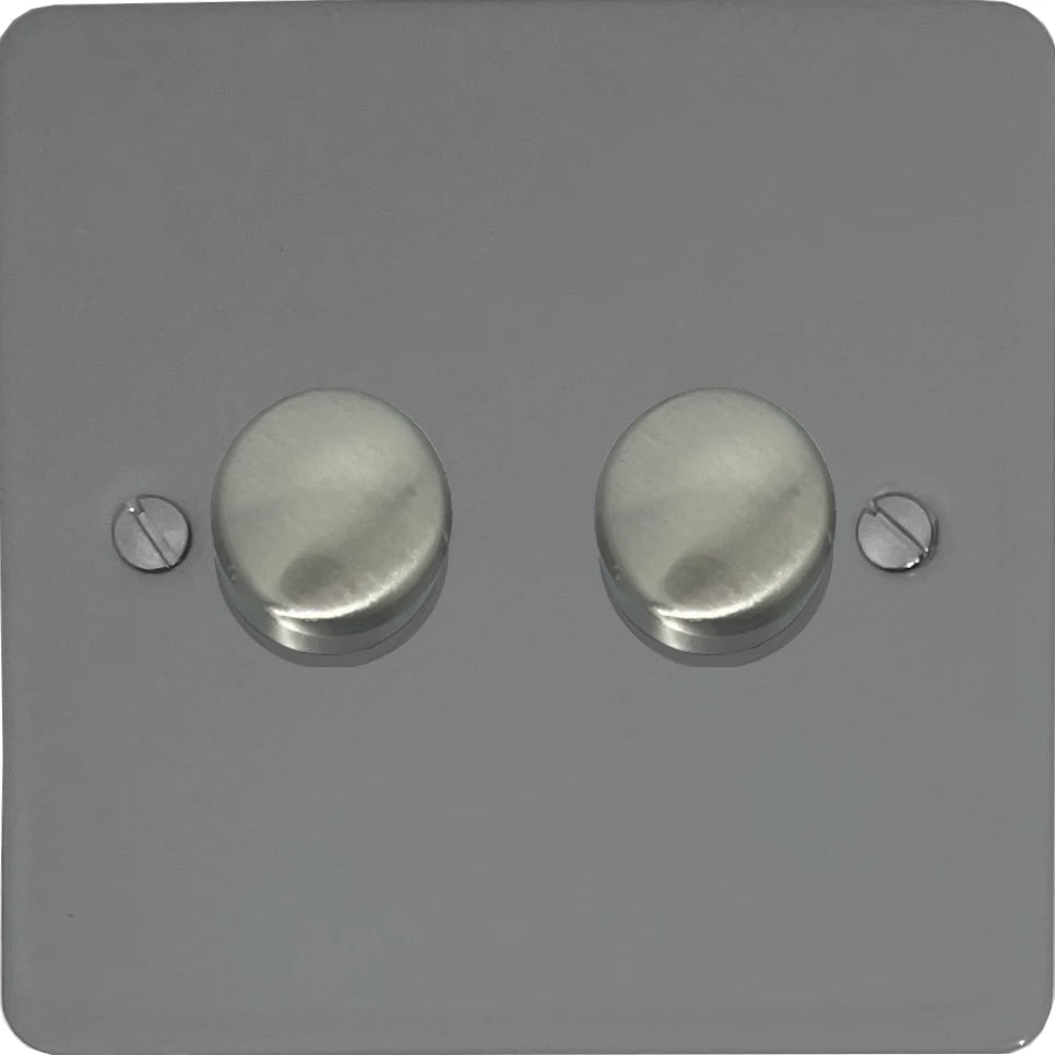Flat Light Grey 2 Gang LED Dimmer