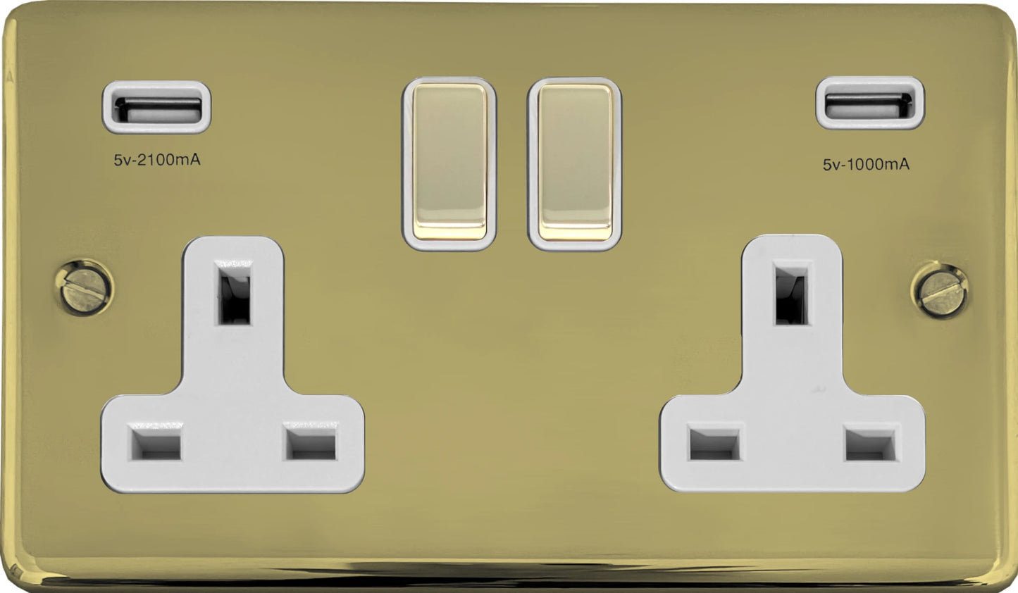 Contour Polished Brass 2 Gang Usb Socket