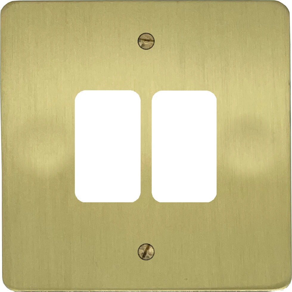 Flat Satin Brass 2 Gang Grid Plate
