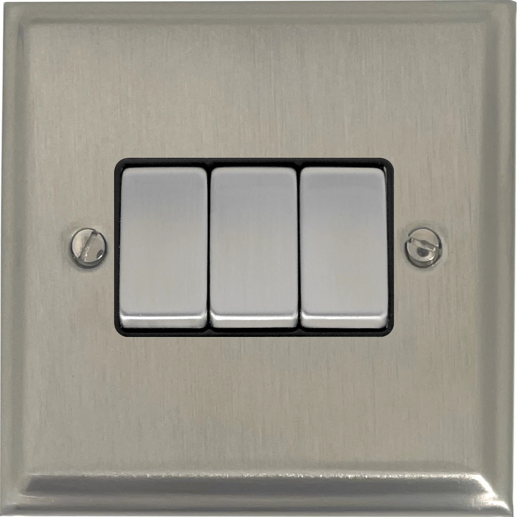 Deco Satin Nickel 3 Gang Switch