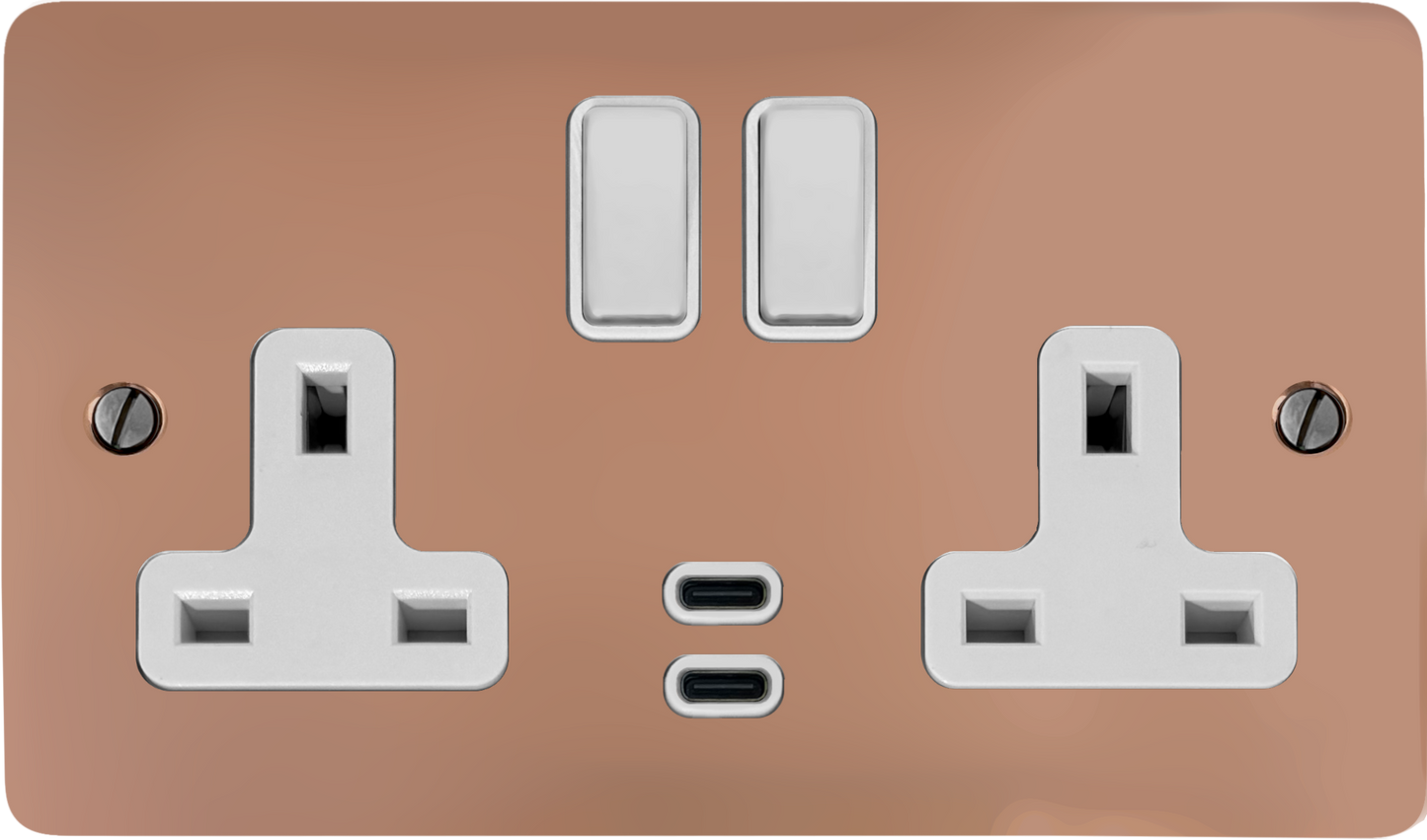 Flat Bright Copper 2 Gang USBC Socket