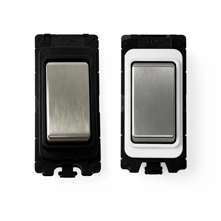 Brushed Steel Grid Switch Inserts