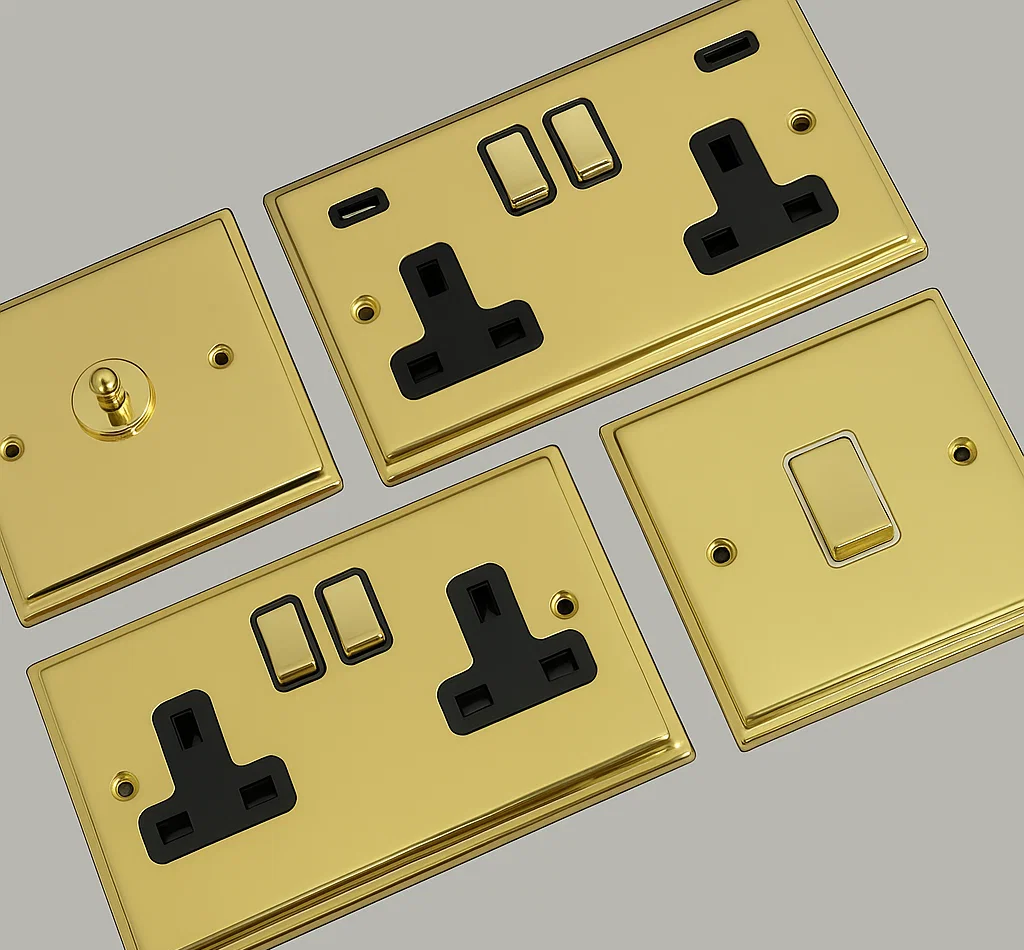 Deco Polished Brass Sockets and Switches