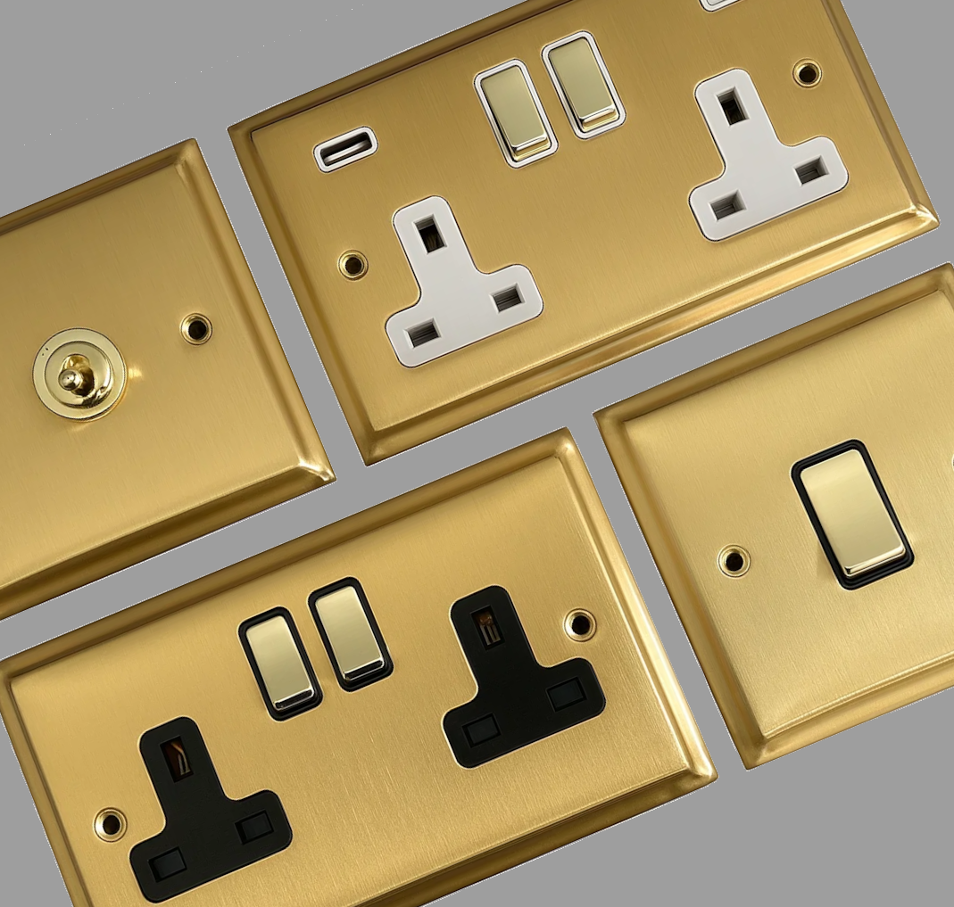 Deco Satin Brass Sockets and Switches