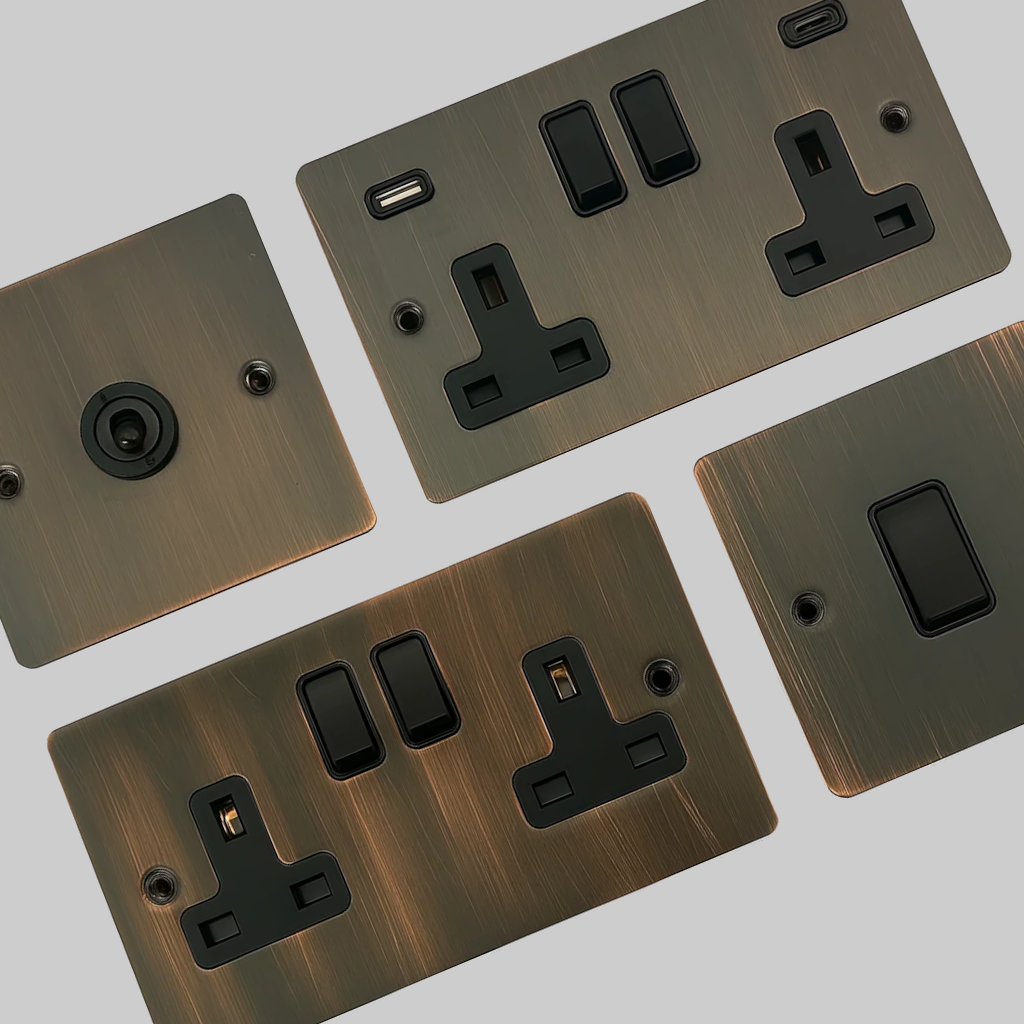 Flat Antique Copper Sockets and Switches