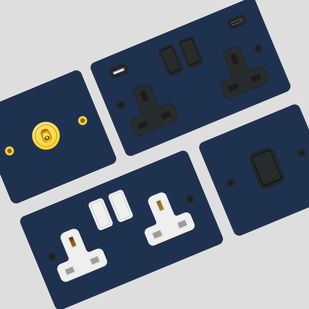Flat Blue Sockets and Switches