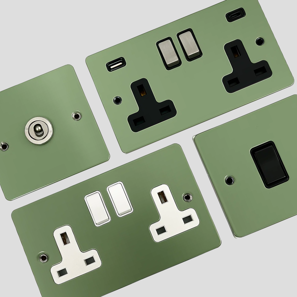 Flat Sage Green Sockets and Switches