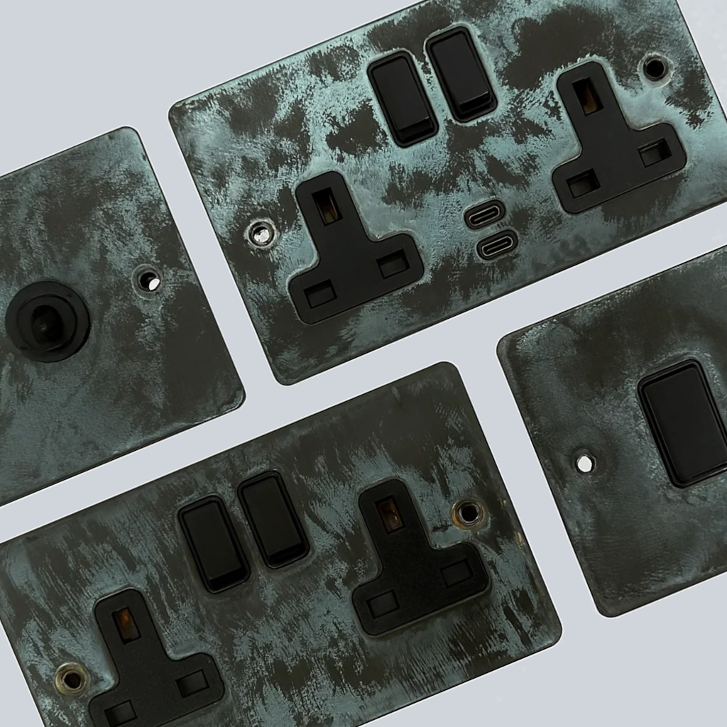 Flat Verdigris Sockets and Switches