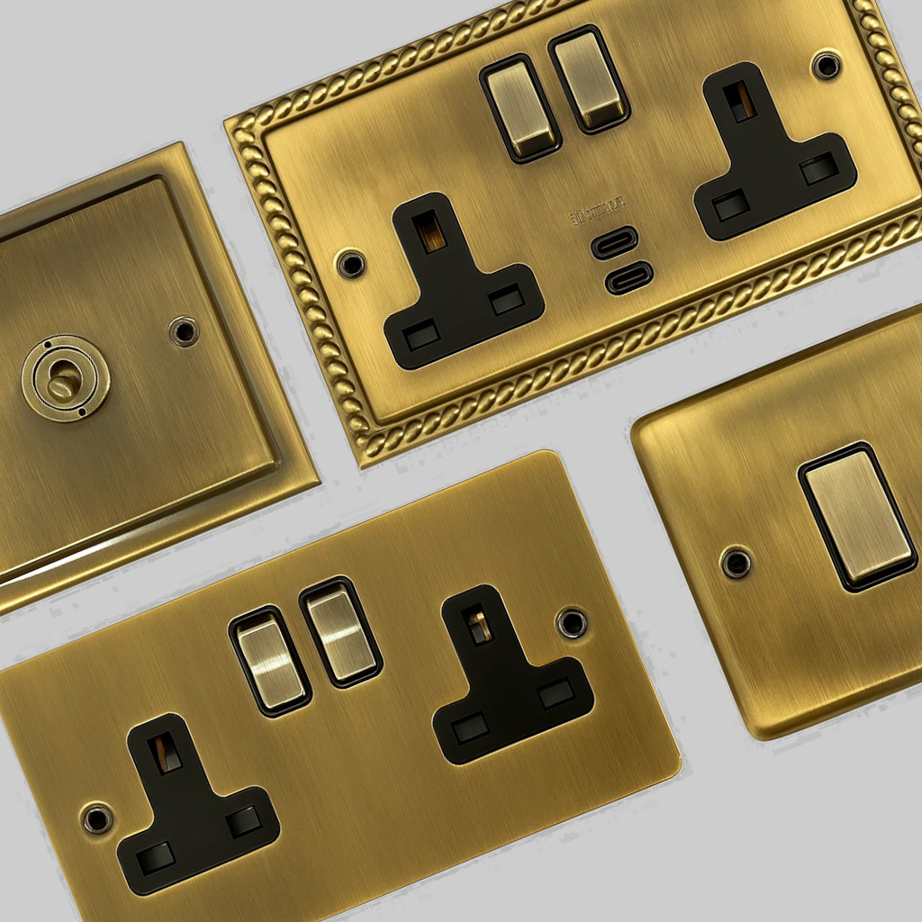 Light Antique Brass Sockets and Switches