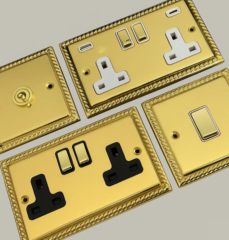 Georgian Polished Brass Sockets and Switches