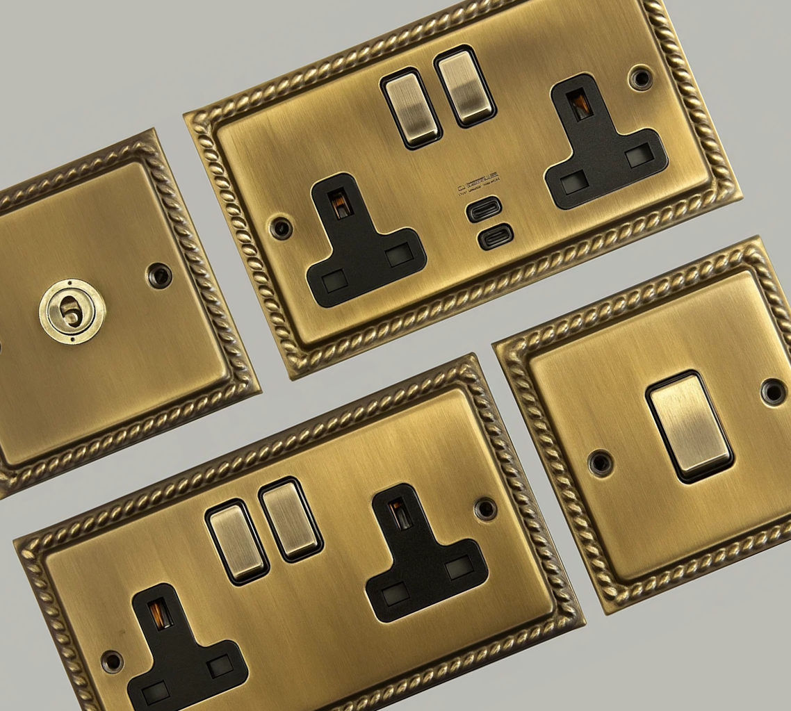Georgian Light Antique Brass Sockets and Switches
