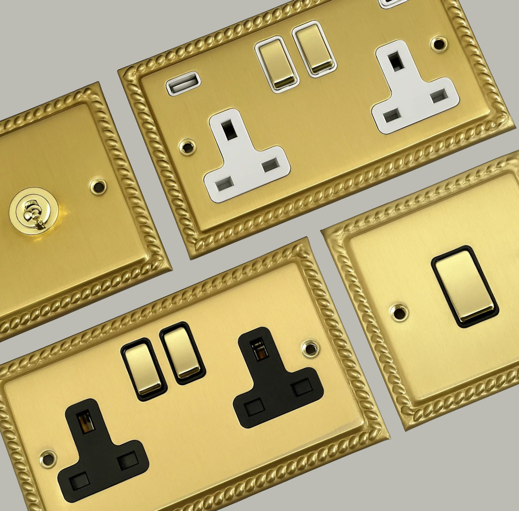 Georgian Satin Brass Sockets and Switches