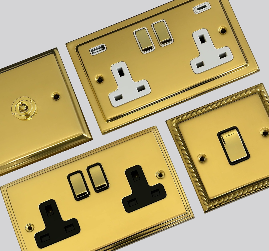 Polished Brass Sockets and Switches