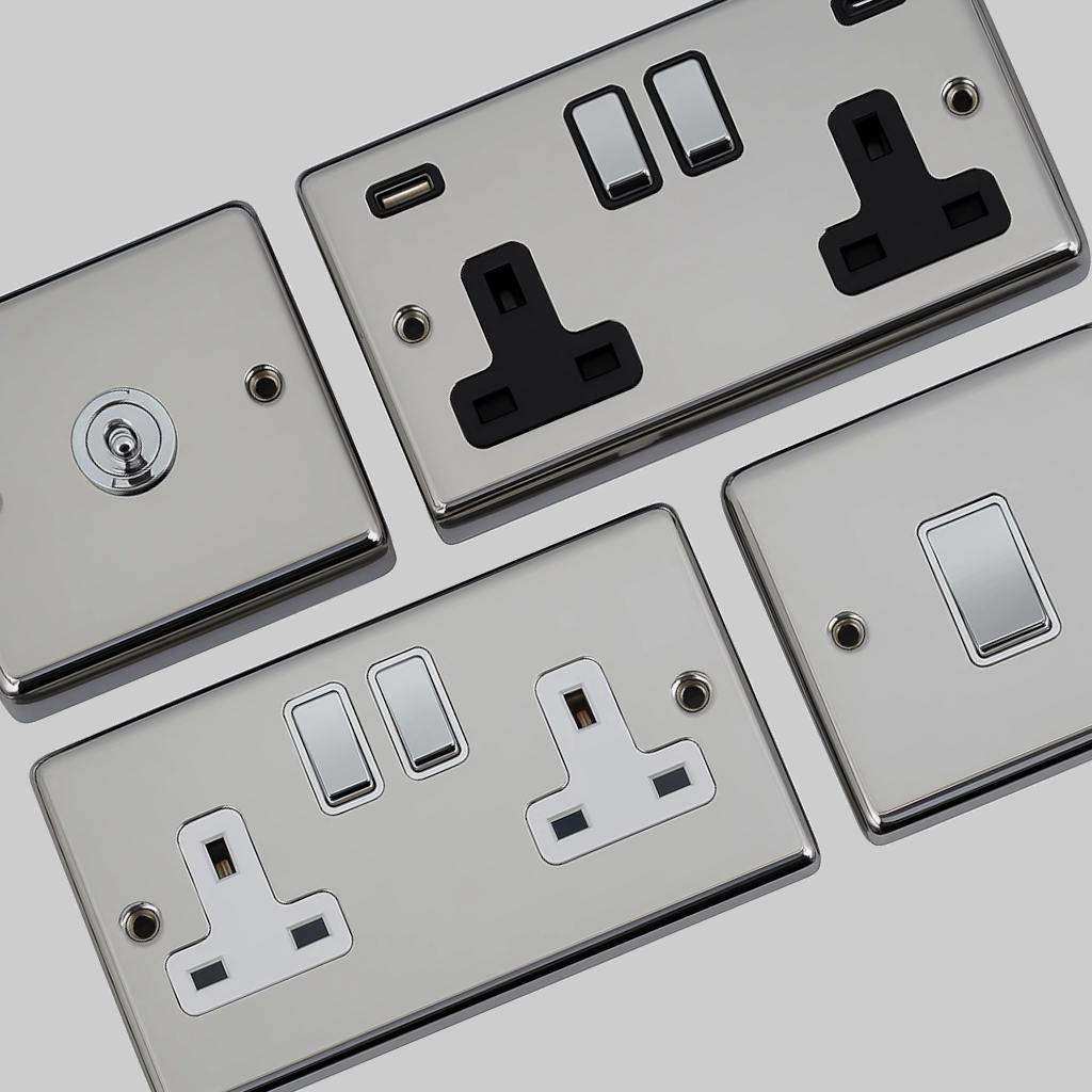 Steel Sockets and Switches – Designer Sockets
