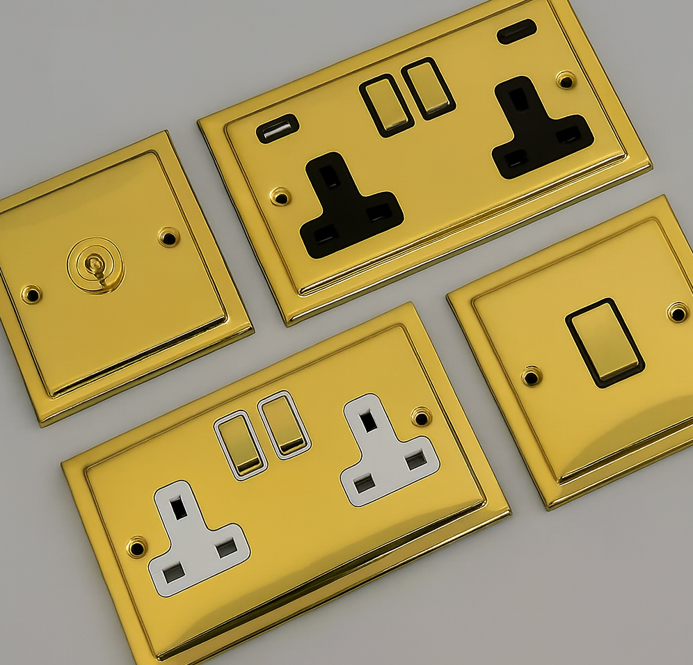 Victorian Polished Brass Sockets and Switches