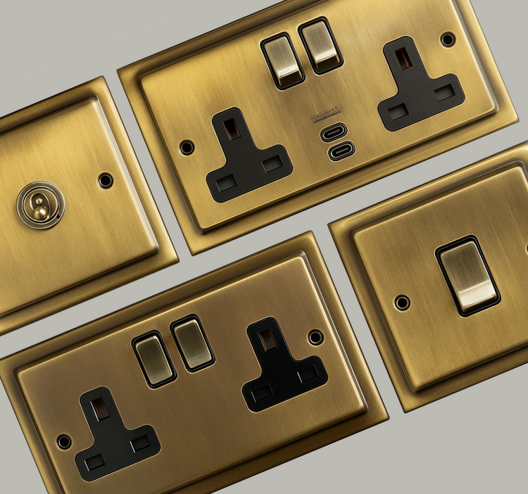 Victorian Light Antique Brass Sockets and Switches