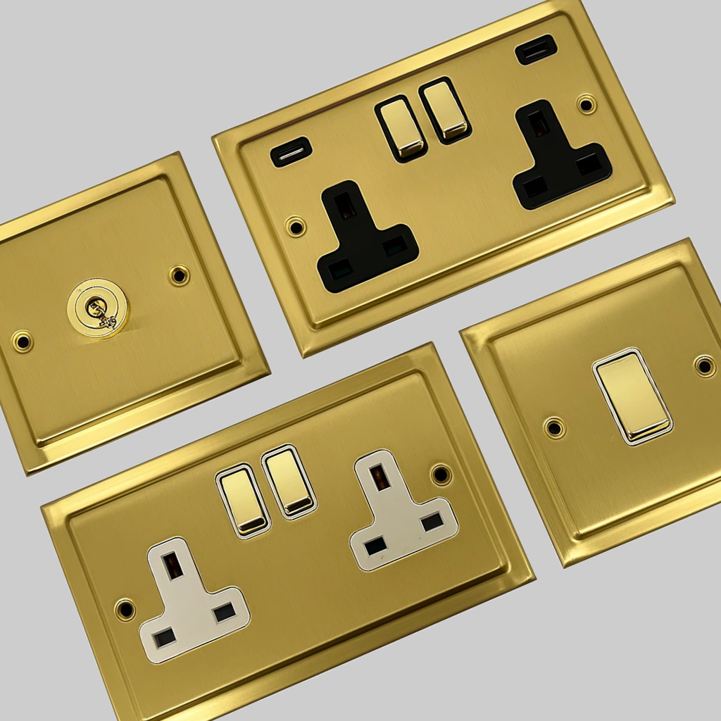 Victorian Satin Brass Sockets and Switches
