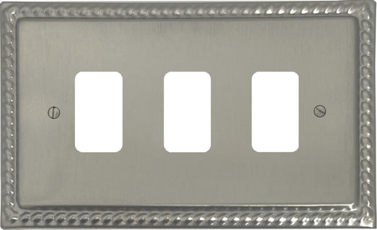 Georgian Satin Nickel 3 Gang Grid Plate