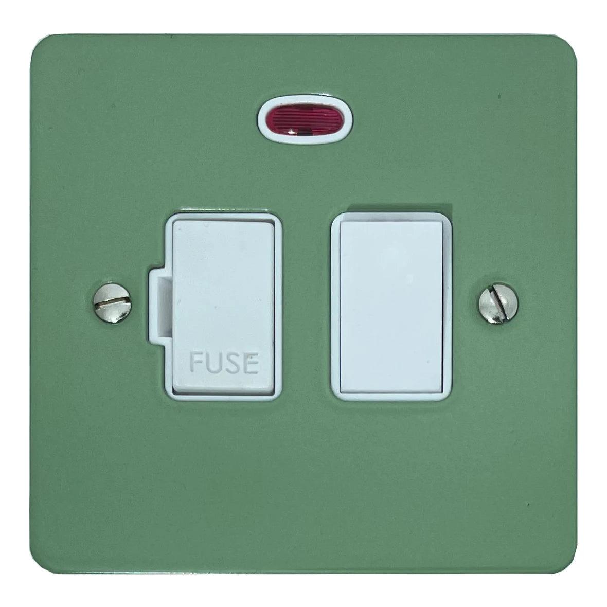 Flat Sage Green Switched Fuse Spur with Neon (White Switch)